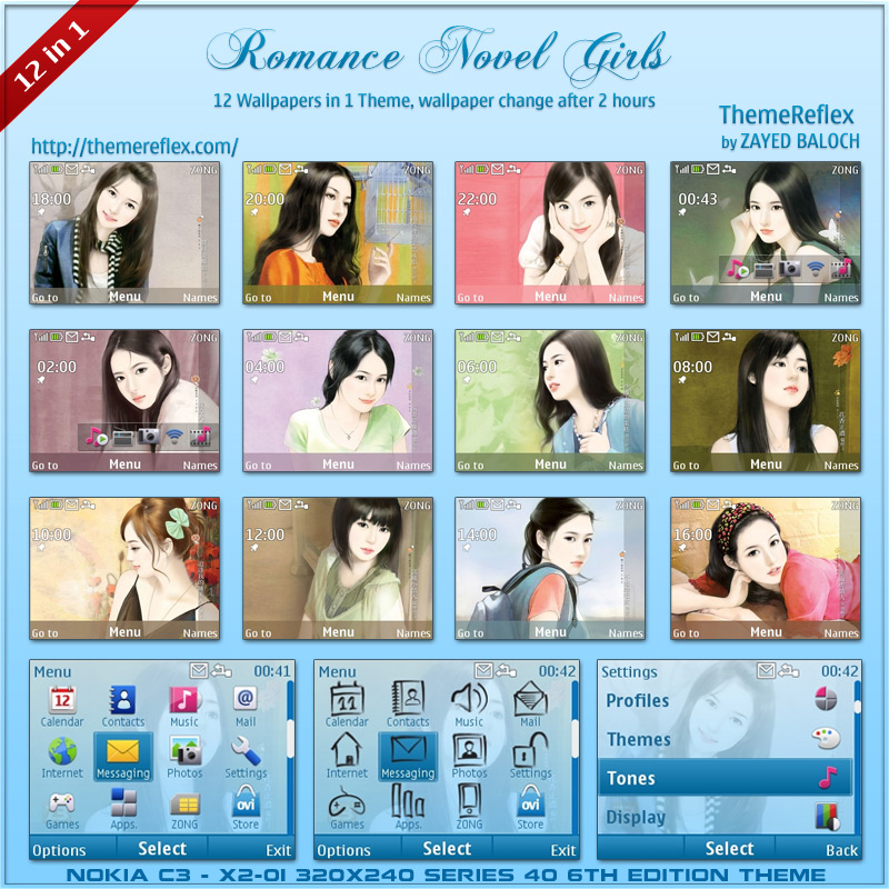 romance-novel-girls-by-zb Nokia X2-01 Themes