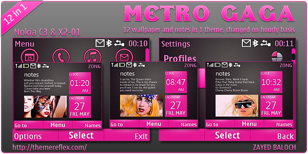 Metro Gaga Live theme for Nokia C3 X2-01