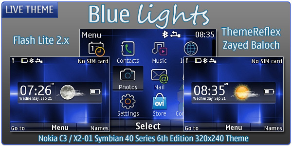 Blue Lights live theme for Nokia